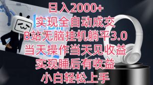 日入2000+，实现全自动成交，B站无脑挂机躺平3.0，当天操作当天见收益，实现睡后有收益【揭秘】-知乎者也
