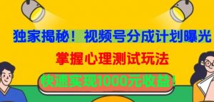 独家揭秘!视频号分成计划曝光,掌握心理测试玩法,快速实现1000元收益【揭秘】-知乎者也