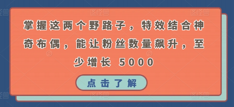 掌握这两个野路子,特效结合神奇布偶,能让粉丝数量飙升,至少增长 5000【揭秘】-知乎者也