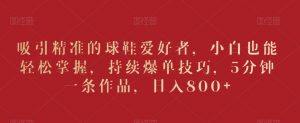 吸引精准的球鞋爱好者，小白也能轻松掌握，持续爆单技巧，5分钟一条作品，日入800+【揭秘】-知乎者也