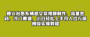 爆火治愈系情感文案视频制作，流量密码，冷门赛道，小白轻松上手月入过万保姆级实操教程【揭秘】-知乎者也