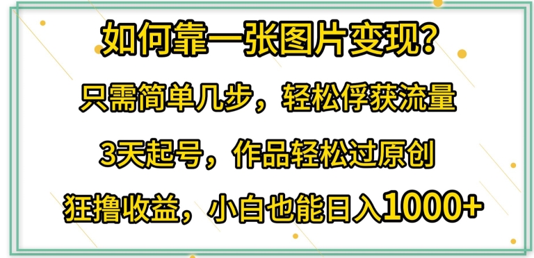 如何靠一张图片变现?只需简单几步,轻松俘获流量,3天起号,作品轻松过原创【揭秘】-知乎者也