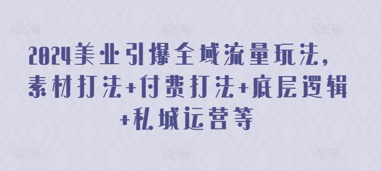 2024美业引爆全域流量玩法,素材打法 付费打法 底层逻辑 私城运营等-知乎者也
