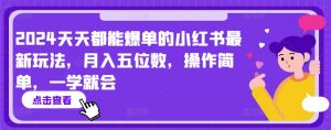 2024天天都能爆单的小红书最新玩法，月入五位数，操作简单，一学就会【揭秘】-知乎者也