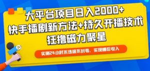 大平台项目日入2000+，快手播剧新方法+持久开播技术，狂撸磁力聚星【揭秘】-知乎者也