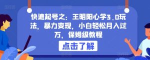 快速起号之:王明阳心学3.0玩法,暴力变现,小白轻松月入过万,保姆级教程【揭秘】-知乎者也