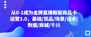 从0-1成为金牌直播橱窗商品卡运营3.0,基础/货品/场景/话术/数据/商城/千川-知乎者也