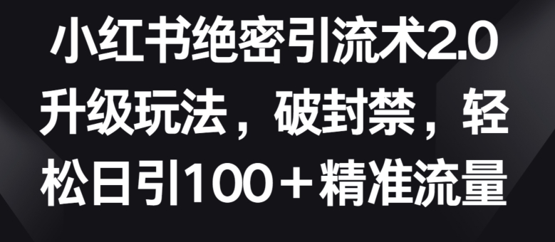 小红书绝密引流术2.0升级玩法,破封禁,轻松日引100+精准流量【揭秘】-知乎者也