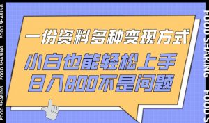 一份资料多种变现方式,小白也能轻松上手,日入800不是问题【揭秘】-知乎者也