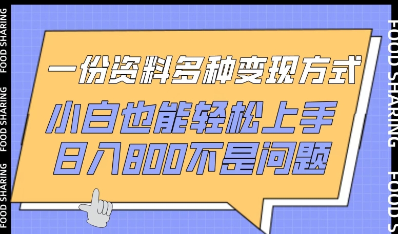 一份资料多种变现方式，小白也能轻松上手，日入800不是问题【揭秘】-知乎者也