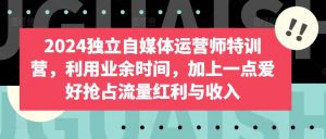 2024独立自媒体运营师特训营,利用业余时间,加上一点爱好抢占流量红利与收入-知乎者也