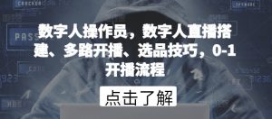 数字人操作员,数字人直播搭建、多路开播、选品技巧,0-1开播流程-知乎者也