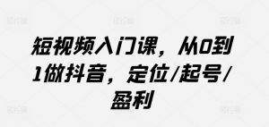 短视频入门课,从0到1做抖音,定位/起号/盈利-知乎者也