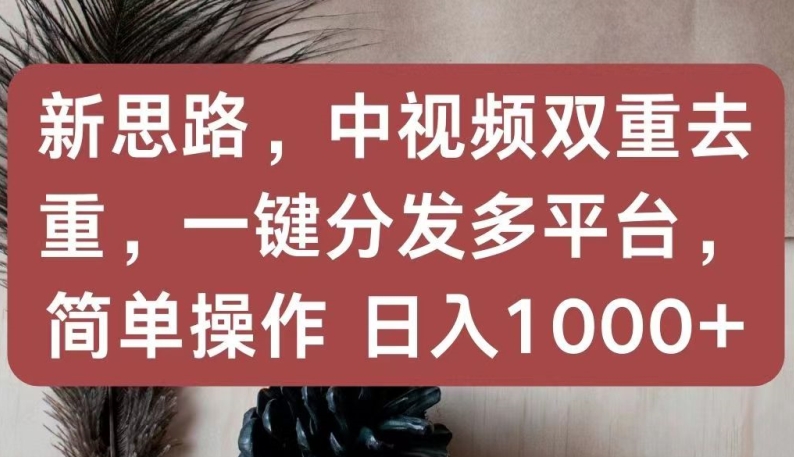 新思路,中视频双重去重,一键分发多平台,简单操作,日入1000+【揭秘】-知乎者也