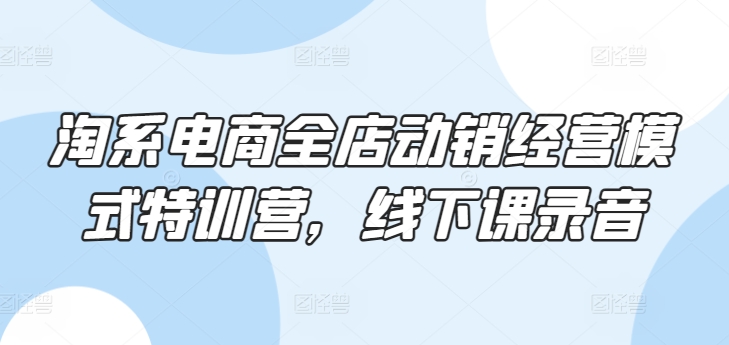 淘系电商全店动销经营模式特训营,线下课录音-知乎者也