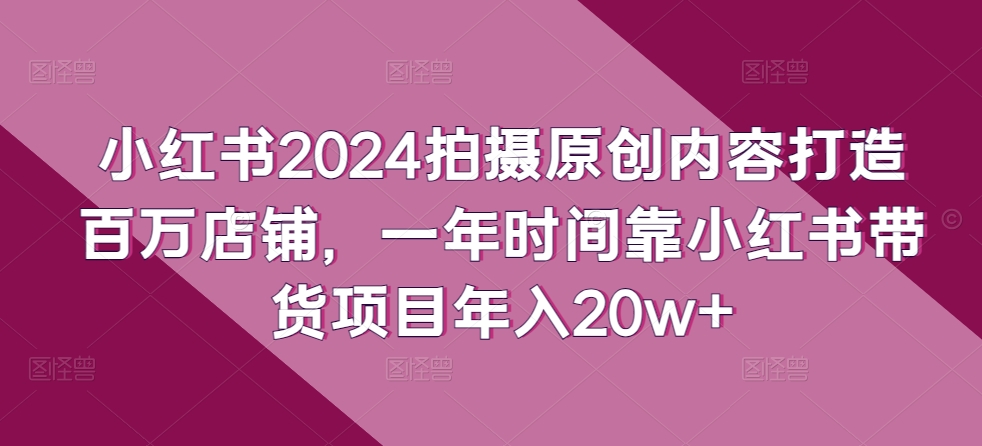 小红书2024拍摄原创内容打造百万店铺,一年时间靠小红书带货项目年入20w+-知乎者也