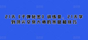 21天《子弹秘密》训练营,21天学到顶尖文案大师的策略和技巧-知乎者也