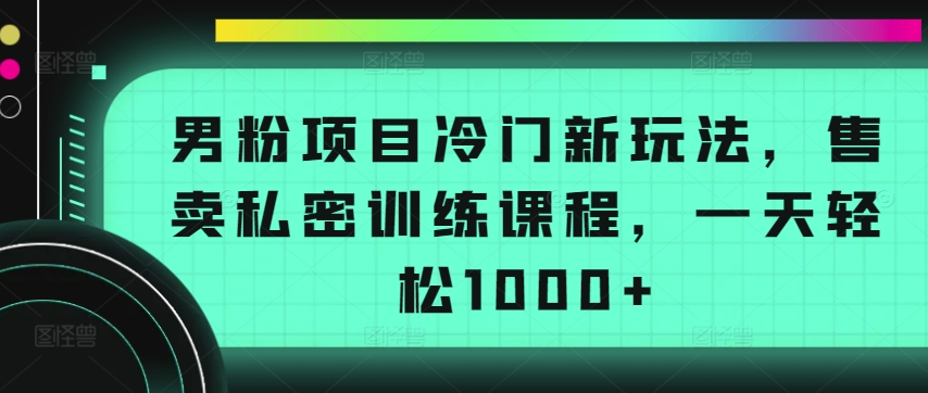 男粉项目冷门新玩法,售卖私密训练课程,一天轻松1000+【揭秘】-知乎者也