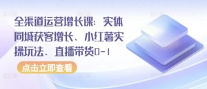 全渠道运营增长课:实体同城获客增长、小红薯实操玩法、直播带货0-1-知乎者也