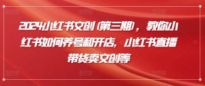 2024小红书文创(第三期),教你小红书如何养号和开店,小红书直播带货卖文创等-知乎者也