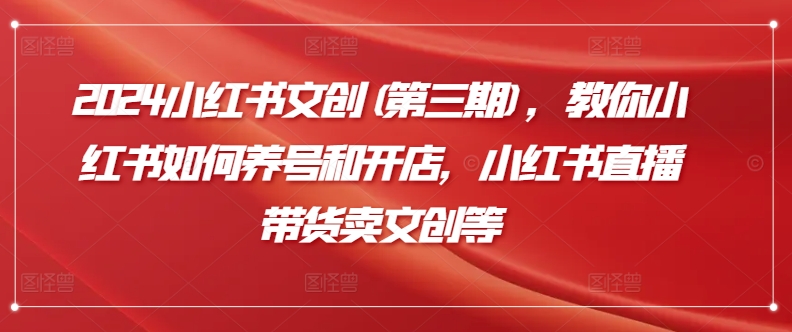 2024小红书文创(第三期),教你小红书如何养号和开店,小红书直播带货卖文创等-知乎者也