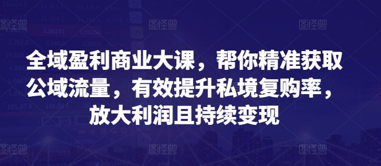 全域盈利商业大课,帮你精准获取公域流量,有效提升私境复购率,放大利润且持续变现-知乎者也