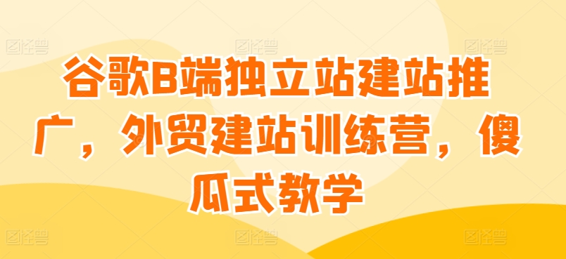 谷歌B端独立站建站推广,外贸建站训练营,傻瓜式教学-知乎者也