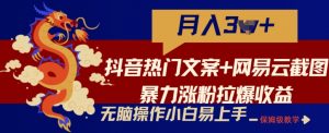 抖音热门文案+网易云截图暴力涨粉拉爆收益玩法,小白无脑操作,简单易上手【揭秘】-知乎者也