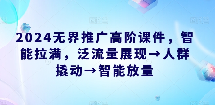 2024无界推广高阶课件,智能拉满,泛流量展现→人群撬动→智能放量-知乎者也