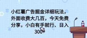 小红薯广告掘金详细玩法，外面收费大几百，小白有手就行，日入300+【揭秘】-知乎者也