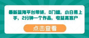 最新蓝海平台带货,0门槛,小白易上手,2分钟一个作品,收益高【揭秘】-知乎者也