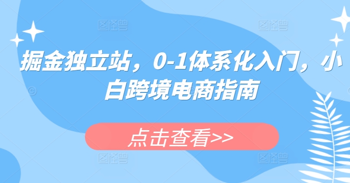 掘金独立站,0-1体系化入门,小白跨境电商指南-知乎者也