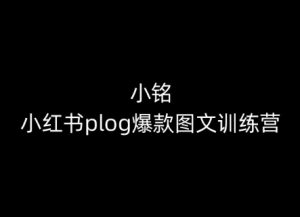 小铭-小红书plog爆款图文训练营，教你从0-1做小红书-知乎者也