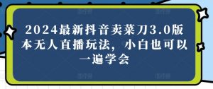 2024最新抖音卖菜刀3.0版本无人直播玩法，小白也可以一遍学会【揭秘】-知乎者也