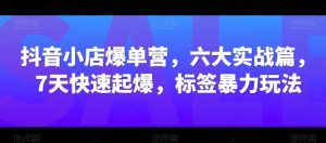抖音小店爆单营,六大实战篇,7天快速起爆,标签暴力玩法-知乎者也