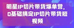 明星IP切片带货爆单营,0基础搞定IP切片带货短视频-知乎者也