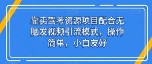 靠卖驾考资源项目配合无脑发视频引流模式，操作简单，小白友好【揭秘】-知乎者也