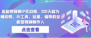 高薪剪辑师IP实战班,100天称为懂拍剪、AI工具、运营、编导的全能型视频制作人-知乎者也
