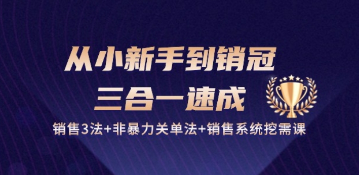 从小新手到销冠 三合一速成:销售3法+非暴力关单法+销售系统挖需课 (27节)-知乎者也