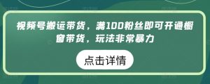 视频号搬运带货,满100粉丝即可开通橱窗带货,玩法非常暴力【揭秘】-知乎者也