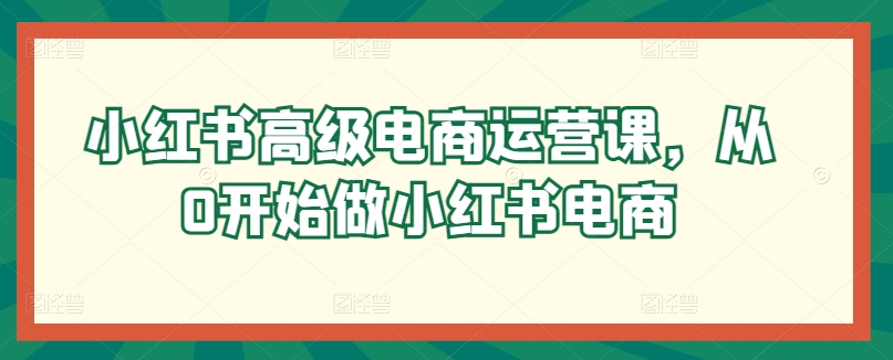 小红书高级电商运营课,从0开始做小红书电商-知乎者也