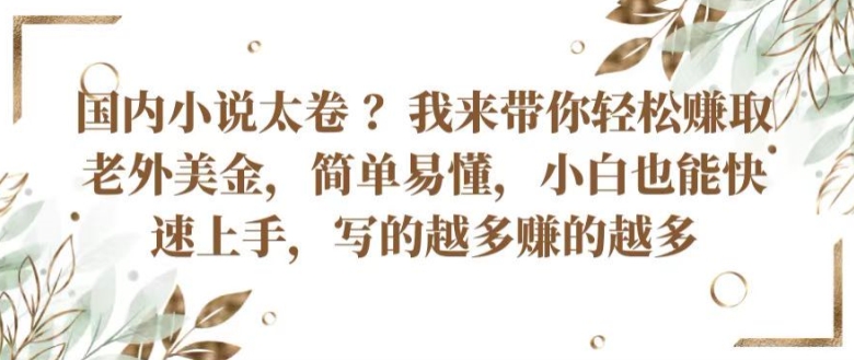 国内小说太卷 ?带你轻松赚取老外美金，简单易懂，小白也能快速上手，写的越多赚的越多【揭秘】-知乎者也