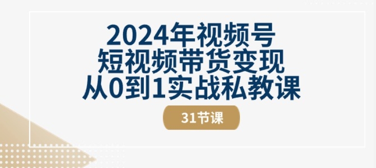 2024年视频号短视频带货变现从0到1实战私教课(31节视频课)-知乎者也