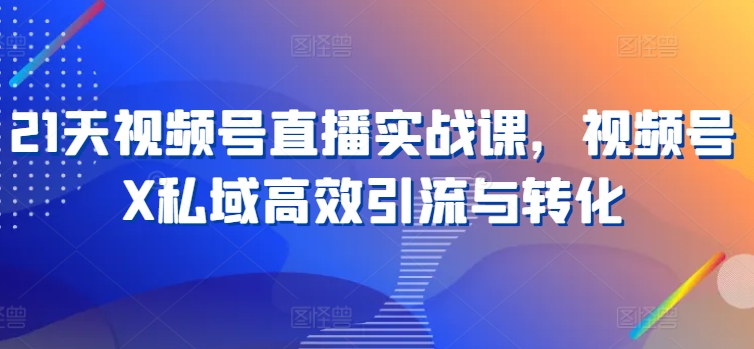21天视频号直播实战课,视频号X私域高效引流与转化-知乎者也