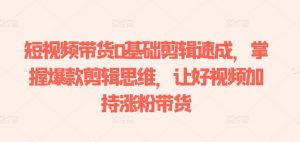短视频带货0基础剪辑速成,掌握爆款剪辑思维,让好视频加持涨粉带货-知乎者也