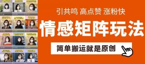 简单搬运，情感矩阵玩法，涨粉速度快，可带货，可起号【揭秘】-知乎者也