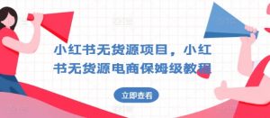 小红书无货源项目，小红书无货源电商保姆级教程【揭秘】-知乎者也