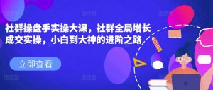 社群操盘手实操大课,社群全局增长成交实操,小白到大神的进阶之路-知乎者也