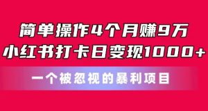 简单操作4个月赚9w,小红书打卡日变现1k,一个被忽视的暴力项目【揭秘】-知乎者也