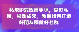 私域IP变现高手课,做好私域,被动成交,教你如何打造好朋友圈做好社群-知乎者也